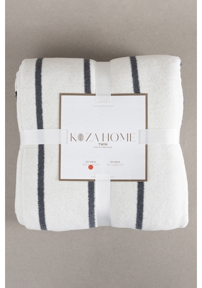Twin Battaniye Soft Pamuklu Çift Kişilik Battaniye Antrasit Krem 200 X 220 5030a Krem