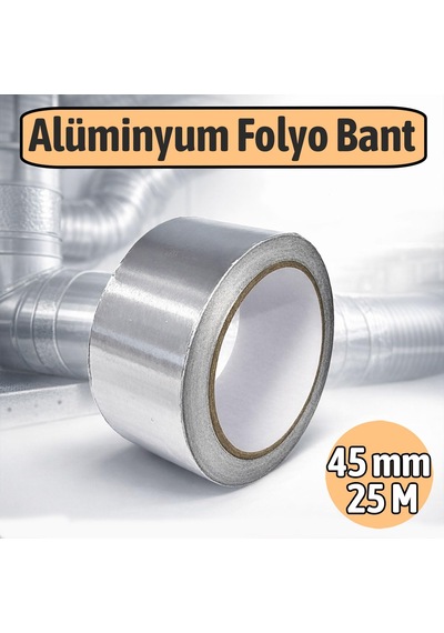 Alüminyum Folyo Bant 45 Mm X 25 Metre Isıya Dayanıklı Havalandırma Klima İzolasyon Tamir Bandı