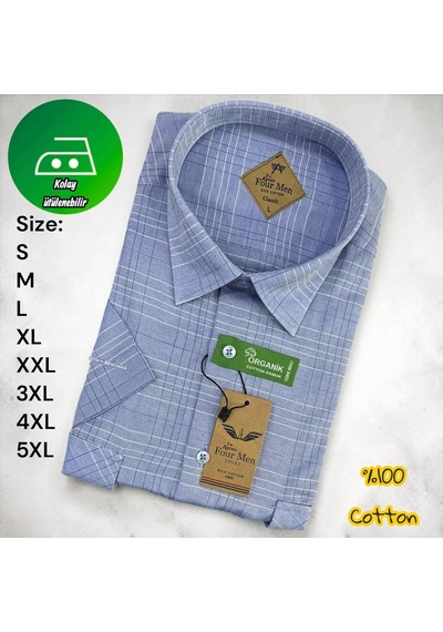 Eren Style Linen Keten Klasik %100 Cotton Kısa Kollu Çift Cepli Terletmeyen Gömlek Mavi Eren Style Linen Keten Klasik %100 Cotton Kısa Kollu Çift Cepli Terletmeyen Gömlek Mavi