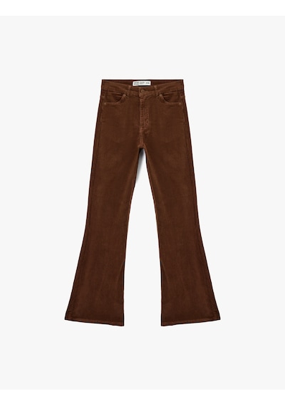 Koton Dar Kesim Düğmeli Cepli İspanyol Paça Kadife Pantolon - Flare Jeans Kahverengi 6wal40029mw Kahve Koton Dar Kesim Düğmeli Cepli İspanyol Paça Kadife Pantolon - Flare Jeans Kahverengi 6wal40029mw Kahve