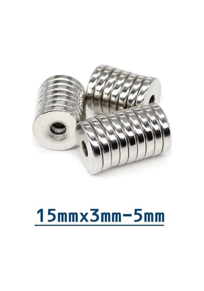 2 Adet 15x3 Mm Havşa Delikli Çok Güçlü Neodyum Mıknatıs Magnet