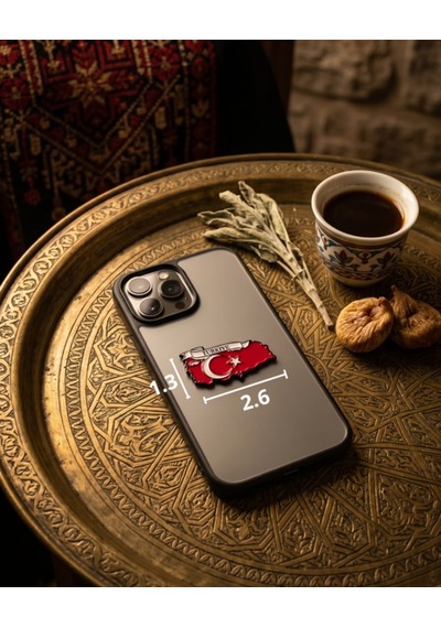 Türkiye Haritası İçinde Bayrağı Telefon Sticker 3d Metal Tasarım, Premium Kalite Arka Süs A300130 Diğer