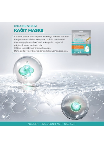 Dermokil Kolajen Serum İçeren Kağıt Yüz Maskesi X 5 Adet