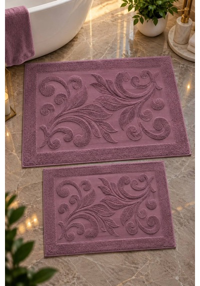 Bambu Jakar Desenli 2'li Banyo Seti Yumuşacık Tuşe Premium Dokuma %100 Bambu Gül - 945189930 Gül
