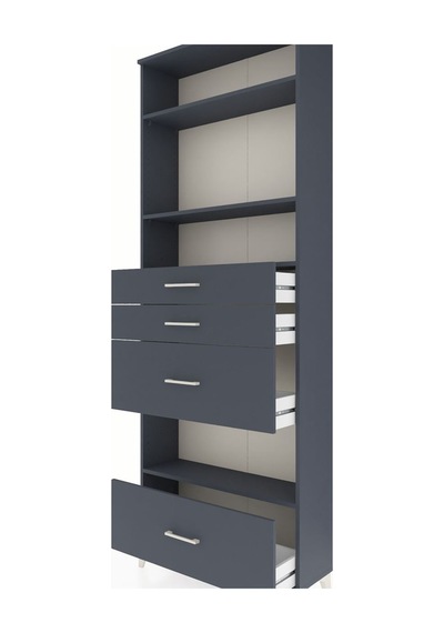 Arges Dolap 4 Raflı 4 Çekmeceli 88x30x243 Antrasit-antrasit Antrasit