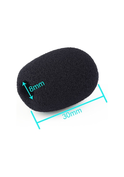 12 Paket 30x8mm Mini Mikrofon Ön Cam Köpük Kapakları Kulaklık Mikrofonu İçin