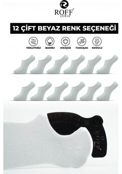 12 Çift Erkek Sneakers Spor Çorap Wolk Beyaz