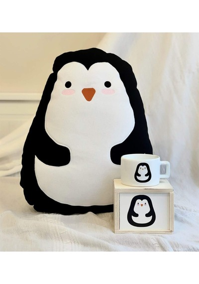 Tatlı Penguen Tasarımlı Kutulu Kupa Ve Yastık Set Tek Renk