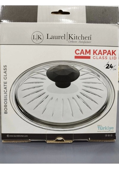 Borcam Kapak Isıya Dayanıklı Tava Tencere Ve Sahan Uyumlu Tepelikli Şık Desenli 24 Cm Kapak Beyaz