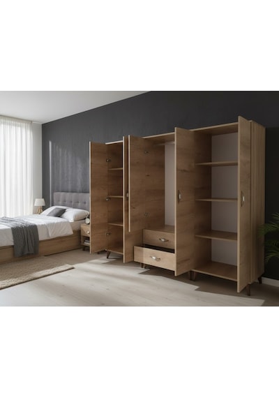 Zerkaconcept Odin 6 Kapaklı Dolap Gardırop Çam - M1 Çam