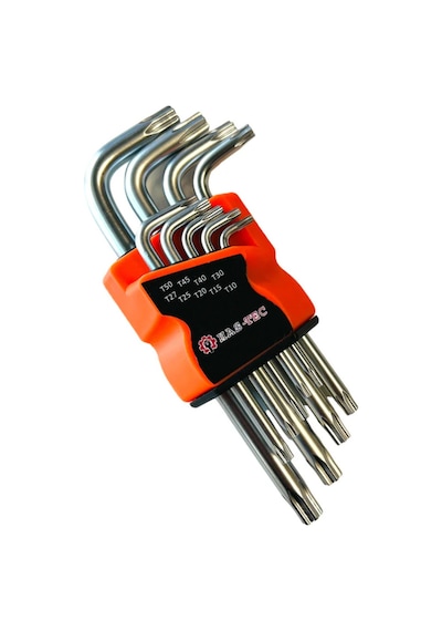 9 Parça Yıldız Alyan Anahtar Seti Parlak Nikel Kaplama, Profesyonel Torx Anahtarlar, Alyan Set