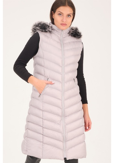 Z6684 Dewberry Bayan Yelek-düz Gri Düz Gri