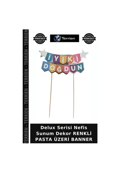 Delux Serisi Nefis Sunum Dekor Renkli Pasta Üzeri Banner çok renkli