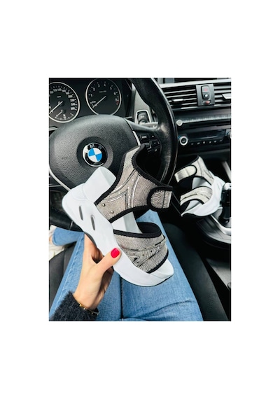 Lady Kadın Yüksek Taban Spor Sandalet Dolgu Topuklu Gümüş
