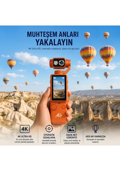 Ally Q8 Pocketpro 4k Dijital Vlog Kamerası Turuncu