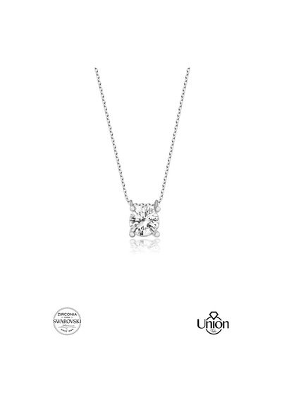 Union Swarovski Zirconia Kadın Pırlanta Montür Gümüş Kolye (550095343)