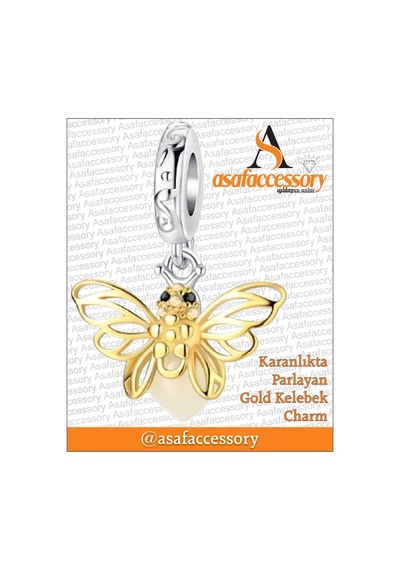 Karanlıkta Parlayan Gold Kelebek Charm Asafaccessory Sarı