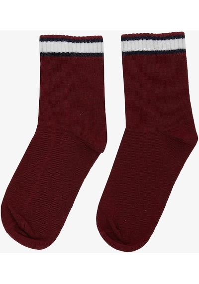 Artı Breeze Kız Çocuk Soket Çorap Çizgili 1-14 Yaş, Bordo-bordo Bordo