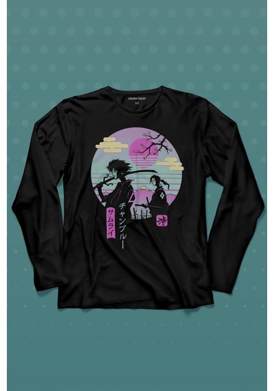 Samurai Chillhop Samuray Japonca Chill Uzun Kollu Tişört Baskılı T-shirt 001