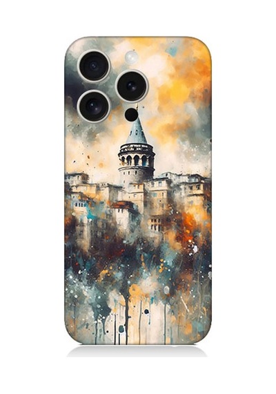 Apple iPhone 15 Pro Uyumlu Galata Da Renk Yağmuru Desenli Silikon Kılıf Çok Renkli
