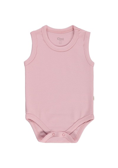 Civil Baby Düz Renkli 3-36 Ay Çıtçıtlı Badi - Pembe