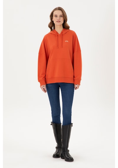 U.S. Polo Assn. Kadın Kiremit Kapüşonlu Basic Sweatshirt 50297324-VR031
