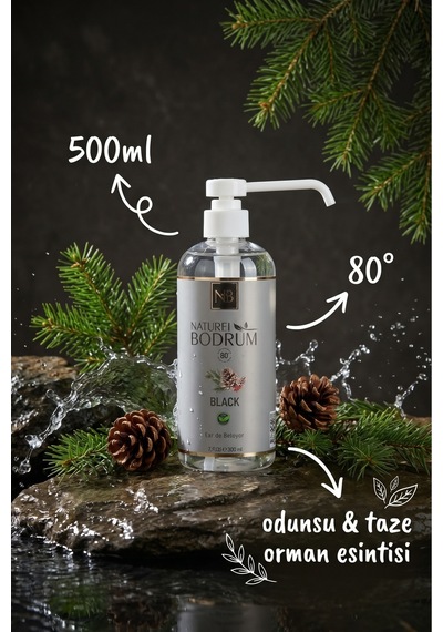 Black Kolonya 500 Ml Sprey Başlıklı Amber Vanilya Ekonomik Boy %80 Alkollü