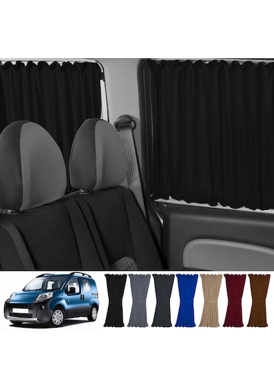 Pandami Peugeot Bipper 2008-2014 Uyumlu Siyah Raylı Oto Perde Takımı