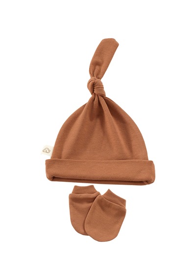 Tinylamb Honey Bear Unisex 3 Parça Hastane Çıkışı Takımı Organik Pamuk Yenidoğan Set Kiremit