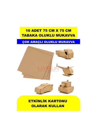 10 Adet 75cm X 75cm Baskısız Tabaka Oluklu Mukavva, Çocuk Etkinlik Kartonu, Maket Kartonu, Kargo Kartonu