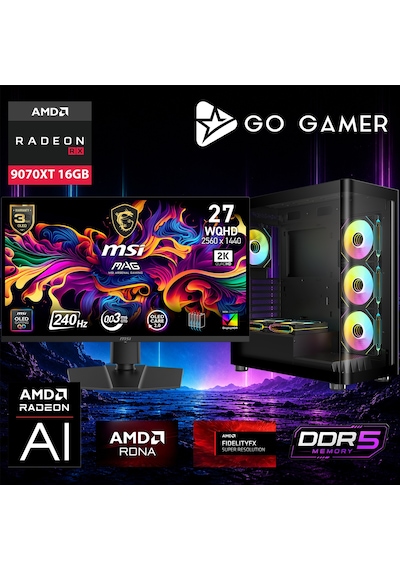 Go Gamer AE949DP R9-9950X3D 64 GB 2 TB SSD RX9070XT 16 GB 27" Free Dos Oem Paket Masaüstü Oyuncu Bilgisayarı