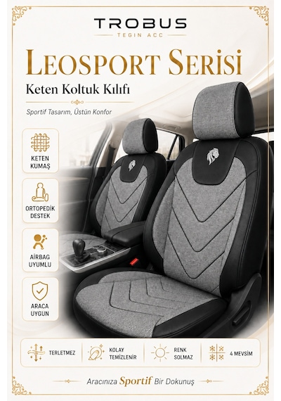 Geely Emgrand 2010 2011 2012 Uyumlu Leosport Serisi Gri Siyah Oto Koltuk Kılıfı
