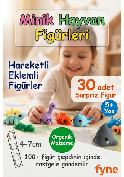 Minik Hayvanlar 30 Lu Sürpriz Oyuncak Seti Organik, Hareketli, Eklemli Ve Eğitici Hayvan Figürü