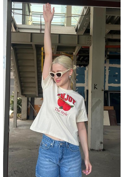 Madmext Beyaz Bisiklet Yaka Pamuklu Kısa Kollu Kadın T-shirt Mg2150-beyaz Beyaz