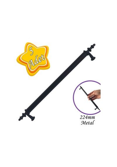 5 Adet Erciyes Kulp Siyah 224 Mm Kulp Mobilya Mutfak Dolabı Çekmece Dolap Kapak Kulpu Kulbu Metal Kulpları
