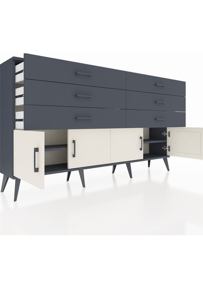 Arges Konsol 2 Raflı 6 Çekmeceli 4 Kapaklı 176x30x99 Antrasit-ayt Antrasit-aytaşı/antrasit Arges Konsol 2 Raflı 6 Çekmeceli 4 Kapaklı 176x30x99 Antrasit-ayt Antrasit-aytaşı/antrasit