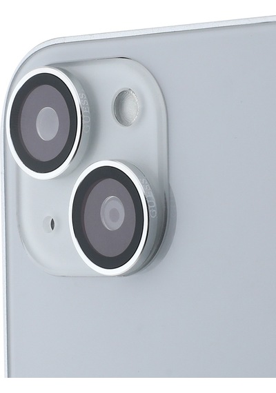 Apple Uyumlu iPhone 15 Plus Guess Lisanslı Metal Kamera Lens Koruyucu Gümüş