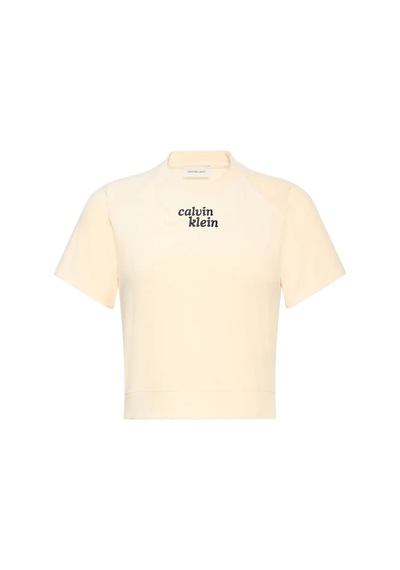Calvin Klein Ss Towel Terry Cropp, Tgy Krem Kadın T-shirt