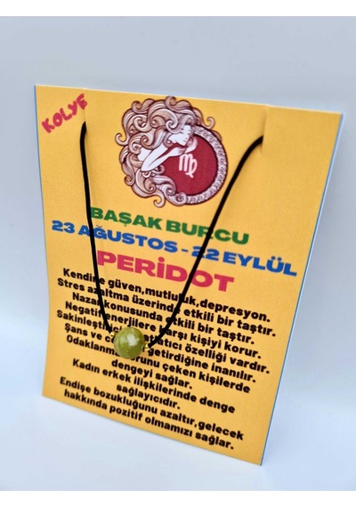 Sertifikalı Başak Burcu Peridot Taşı Doğal Taş Kolye Çok REnkli