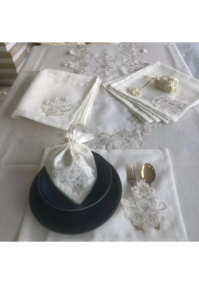 Sofra Takımı Mimoza Gardenya Keten Yemek Takımı 160x220 Masa Seti 12 Kişilik 26 Parça Runner Set Kreme Gold Çok Renkli Sofra Takımı Mimoza Gardenya Keten Yemek Takımı 160x220 Masa Seti 12 Kişilik 26 Parça Runner Set Kreme Gold Çok Renkli
