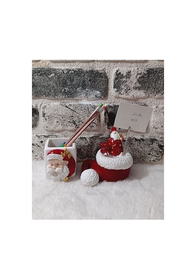 El Yapımı Noel Baba Kağıt Tutacağı Ve Kalemlik Seti,özel Tasarım 2'li Set.