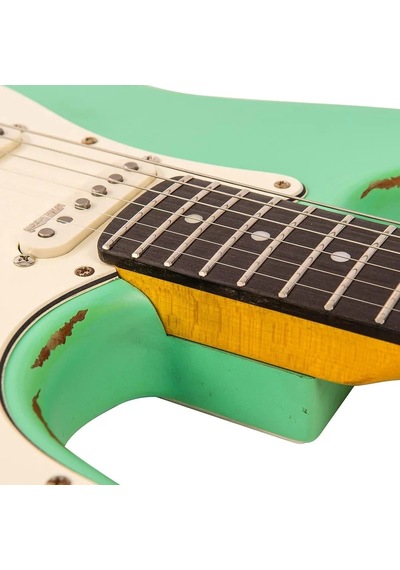 Vintage V6 Icon Elektro Gitar - Distressed Ventura Green