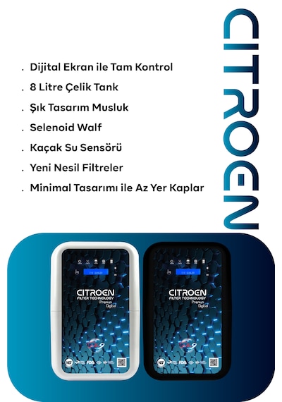 Dijital Pompalı 6 Filtreli Alkali Ph 9 Su Arıtma Cihazı Siyah