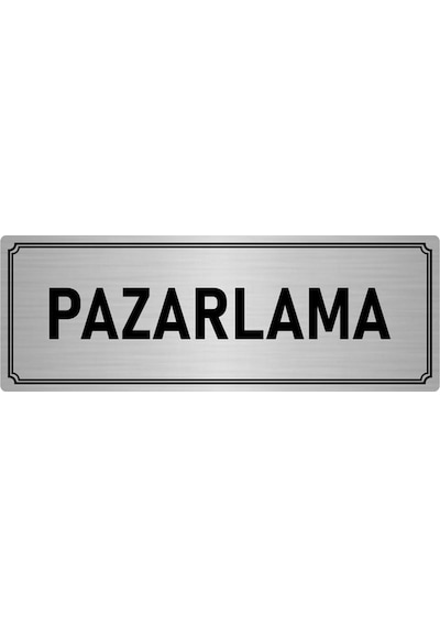 Metal Yönlendirme Levhası, Departman Kapı İsimliği Pazarlama 10x20 cm Gümüş Renk