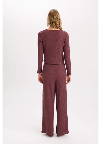 DeFacto Wide Leg Geniş Bol Paça Esnek Belli Basic Düz Bürümcük Pantolon D6300AX24AUBR115