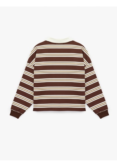 Koton Şardonlu Uzun Kollu Polo Yaka Çizgili Sweatshirt Kahverengi Çizgili 6sal10375ık Kahve Çizgili Koton Şardonlu Uzun Kollu Polo Yaka Çizgili Sweatshirt Kahverengi Çizgili 6sal10375ık Kahve Çizgili