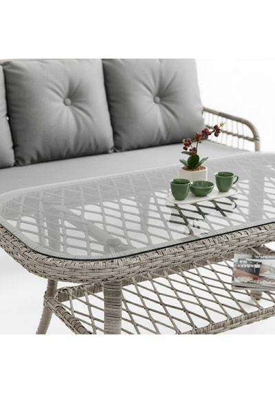 Capri Swing Pisa Üçlü Rattan Bahçe Balkon Oturma Grubu Beyaz 801