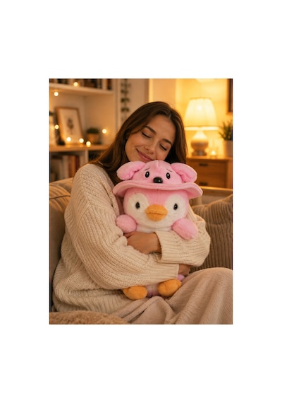 Yumuşacık Sevimli Büyük Boy Penguen Peluş Oyuncak 35 Cm Pembe