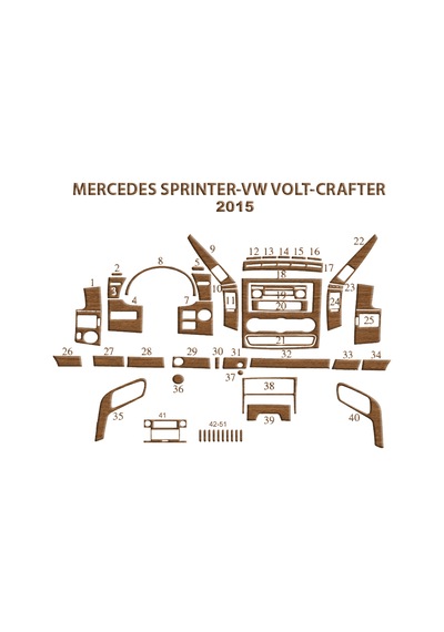 Mercedes Sprinter-crafter Torpido Kaplama 2006 51 Parça Açık Meşe