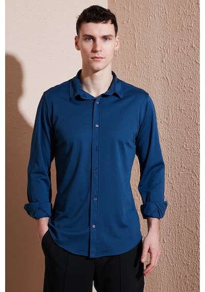 Buratti Pamuklu Regular Fit Düz Yaka Erkek Gömlek Cf25S119628 Indigo Buratti Pamuklu Regular Fit Düz Yaka Erkek Gömlek Cf25S119628 Indigo